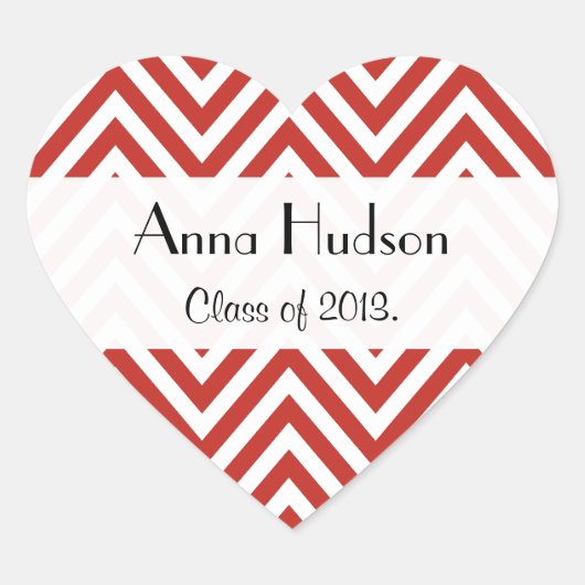 Red Zigzag, Red Zickzack, Wave Pattern, Abschluss Herz-Aufkleber (Vorderseite)