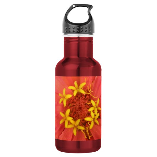Red Zinnia Macro Trinkflasche (Vorderseite)