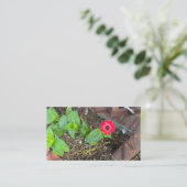 Red Zinnia with Rusty Objects Business Card Visitenkarte (Stehend Vorderseite)