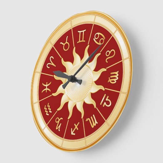 Red Zodiac Wheel Große Wanduhr (Winkel)