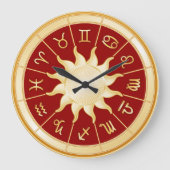 Red Zodiac Wheel Große Wanduhr (Vorderseite)