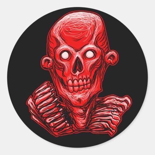 Red Zombie Skull Kopfaufkleber Runder Aufkleber (Vorderseite)