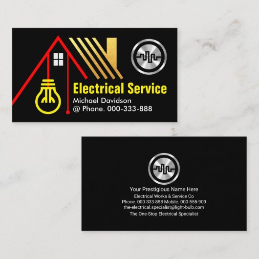 Red Zuhause Power Line Electrical Visitenkarte (Vorne/Hinten)
