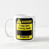 REDACTED Political Funny Personalized Warning Kaffeetasse (Links)