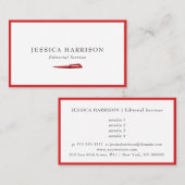 Redaktion Services Red Border Business Card Visitenkarte (Vorne/Hinten)