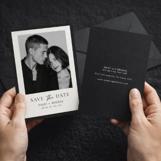 Redaktionell Minimalistisch Schwarz Weiß Typografi Save The Date