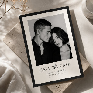 Redaktionell Minimalistisch Schwarz Weiß Typografi Save The Date