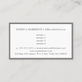 Redaktionelle Dienste Gray Border Business Card Visitenkarte (Rückseite)