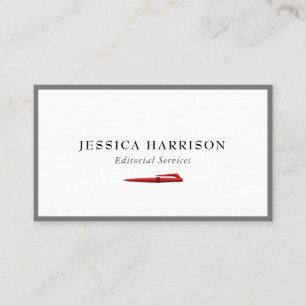 Redaktionelle Dienste Gray Border Business Card Visitenkarte