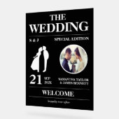 Redaktionelle Stilhochzeitung Begrüßung Acrylschild (Winkel)