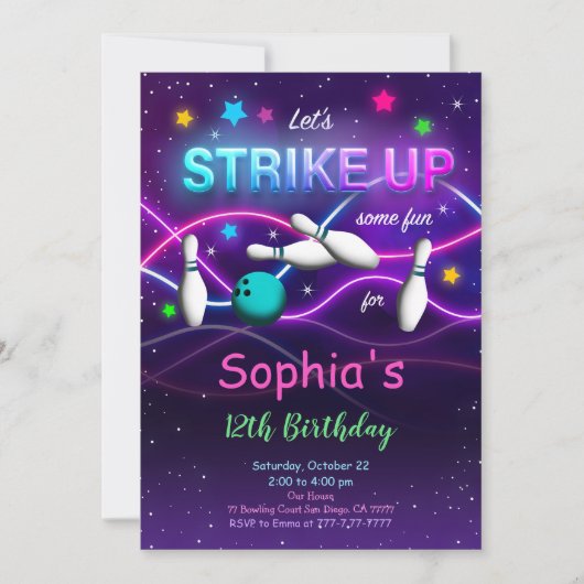 Redaktioneller Bowling Einladung (Vorderseite)