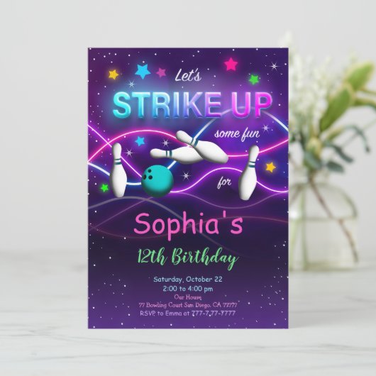 Redaktioneller Bowling Einladung (Stehend Vorderseite)