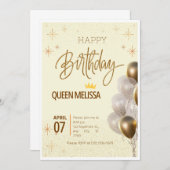 Redaktioneller Geburtstag Einladung mit Balloons (Vorne/Hinten)