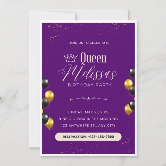 Redaktioneller Geburtstag Einladung mit Balloons (Vorderseite)