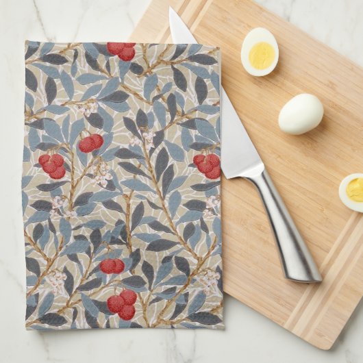 Redberry Tree, William Morris Geschirrtuch (Viertel Falte)