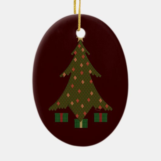 redBG, quiltedTreeSolo Keramikornament (Hinten)