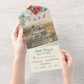 REDBLUE FLORA WEDD INVITATION ALL IN ONE EINLADUNG (Abreißen)