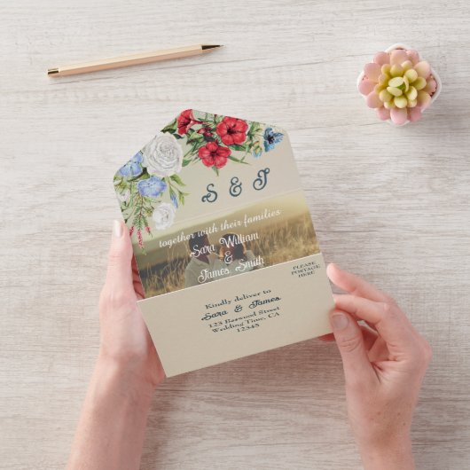 REDBLUE FLORA WEDD INVITATION ALL IN ONE EINLADUNG (Video)