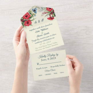REDBLUE FLORA WEDD INVITATION ALL IN ONE EINLADUNG