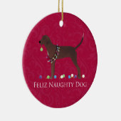 Redbone Coonhound Christmas Keramik Ornament (Rechts)