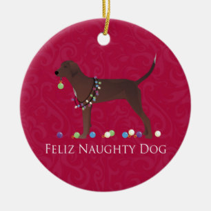 Redbone Coonhound Christmas Keramik Ornament