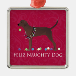 Redbone Coonhound Christmas Silbernes Ornament