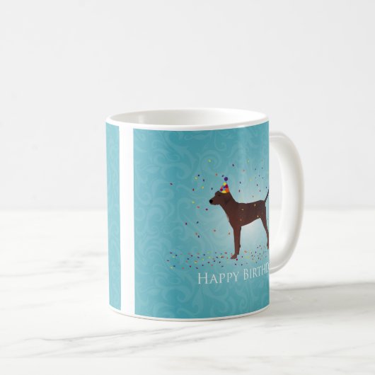 Redbone Coonhound Happy Birthday Design Kaffeetasse (VorderseiteRechts)