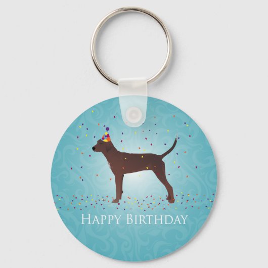 Redbone Coonhound Happy Birthday Design Schlüsselanhänger (Vorderseite)