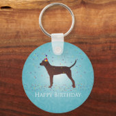 Redbone Coonhound Happy Birthday Design Schlüsselanhänger (Vorderseite)