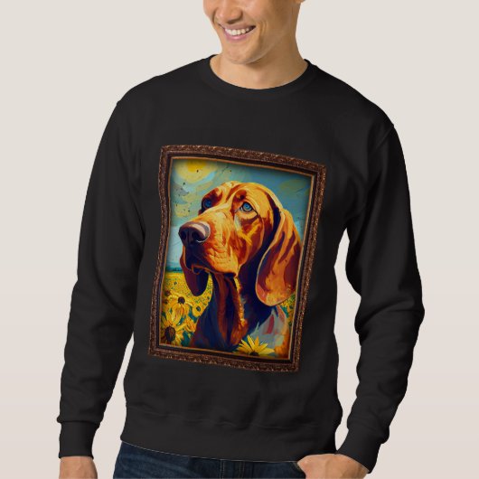 Redbone Coonhound Painting Sunflower Flower Mom Wo Sweatshirt (Vorderseite)
