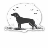 Redbone Dog � Halloween Mond Silhouette Oversized Aufkleber (Vorderseite)