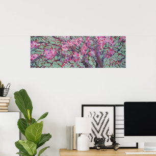 Redbud Auf Einem Mattgrünen Himmel / Künstler Larr Poster