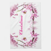 Redbud & Honeybee in Springtime Geschirrtuch (Vertikal)