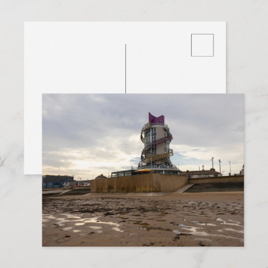Redcar Beach and Beacon Postkarte (Vorne/Hinten)