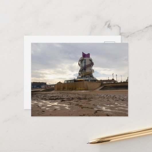 Redcar Beach and Beacon Postkarte (Vorderseite/Rückseite Beispiel)