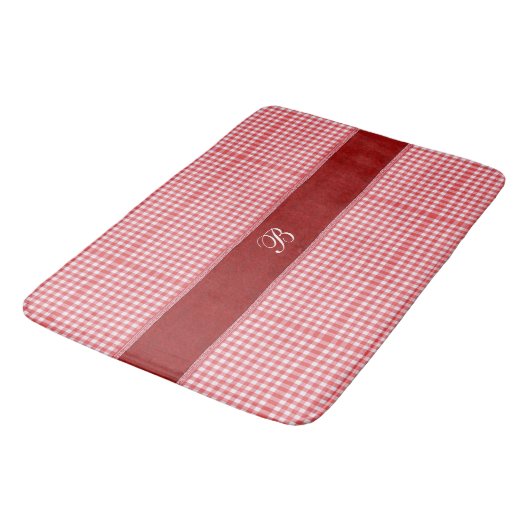 RedCheckered Bath Mat mit anfänglicher Badematte (Schrägansicht)