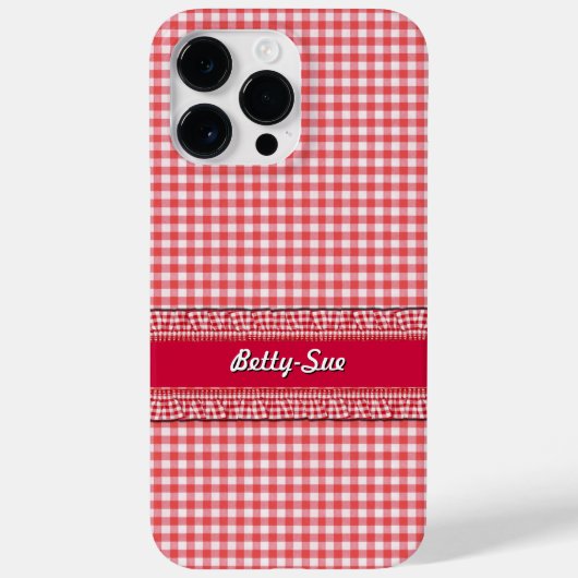 RedCheckered-Fall mit Ihrem Namen Case-Mate iPhone Hülle (Rückseite)