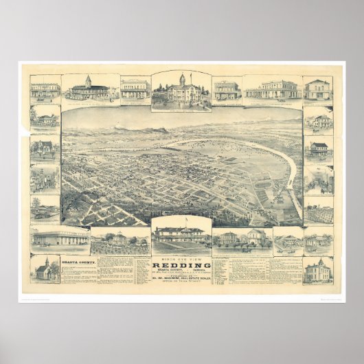 Redding. Panoramakarte (1393A) Poster (Vorne)