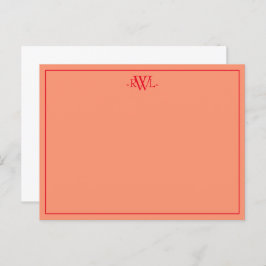 Reddisch orange und weiße Minimalkarte Postkarte