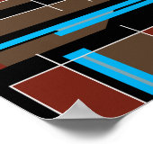 Reddish Brown Geometric Design with Blue Lines Poster (Ecke)