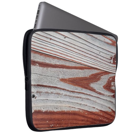Reddish Brown verblasste Farbe auf Holz Laptopschutzhülle (Vorne Rechts)