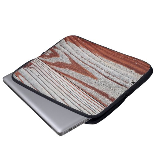 Reddish Brown verblasste Farbe auf Holz Laptopschutzhülle (Vorne Knopf)