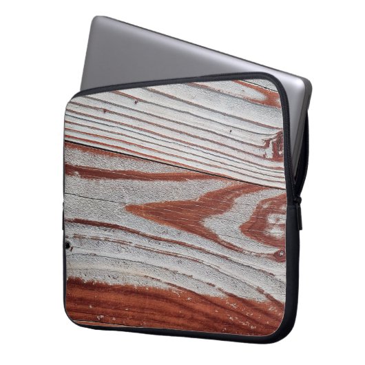 Reddish Brown verblasste Farbe auf Holz Laptopschutzhülle (Vorderseite Links)