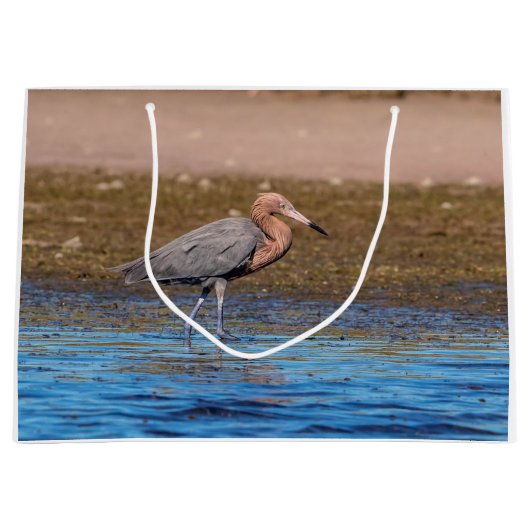 Reddish Egret am North Beach Große Geschenktüte (Vorderseite)