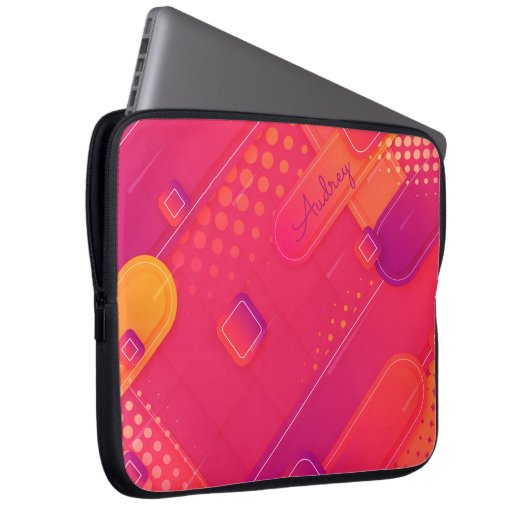 Reddish Halftone Patterns mit Individuelle Name Laptopschutzhülle (Vorne Rechts)
