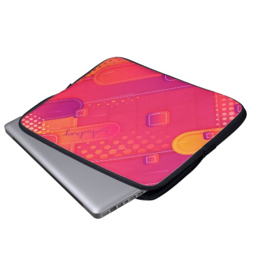 Reddish Halftone Patterns mit Individuelle Name Laptopschutzhülle (Vorne Knopf)