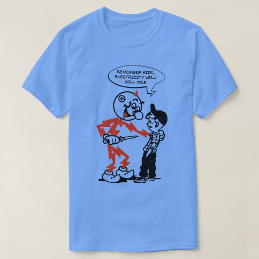 Reddy Kilowatt erinnert sich, dass Kinder Elektriz T-Shirt (Design vorne)