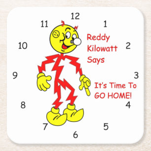 Reddy Kilowatt, es ist IMMER Zeit nach Hause zu ge Rechteckiger Pappuntersetzer