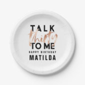 Rede 30 mit mir moderne mädchenhafte Typografie Ge Pappteller (Vorderseite)