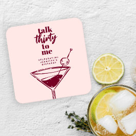Rede dreißig mit mir, 30. Geburtstag Cocktail-Part Rechteckiger Pappuntersetzer